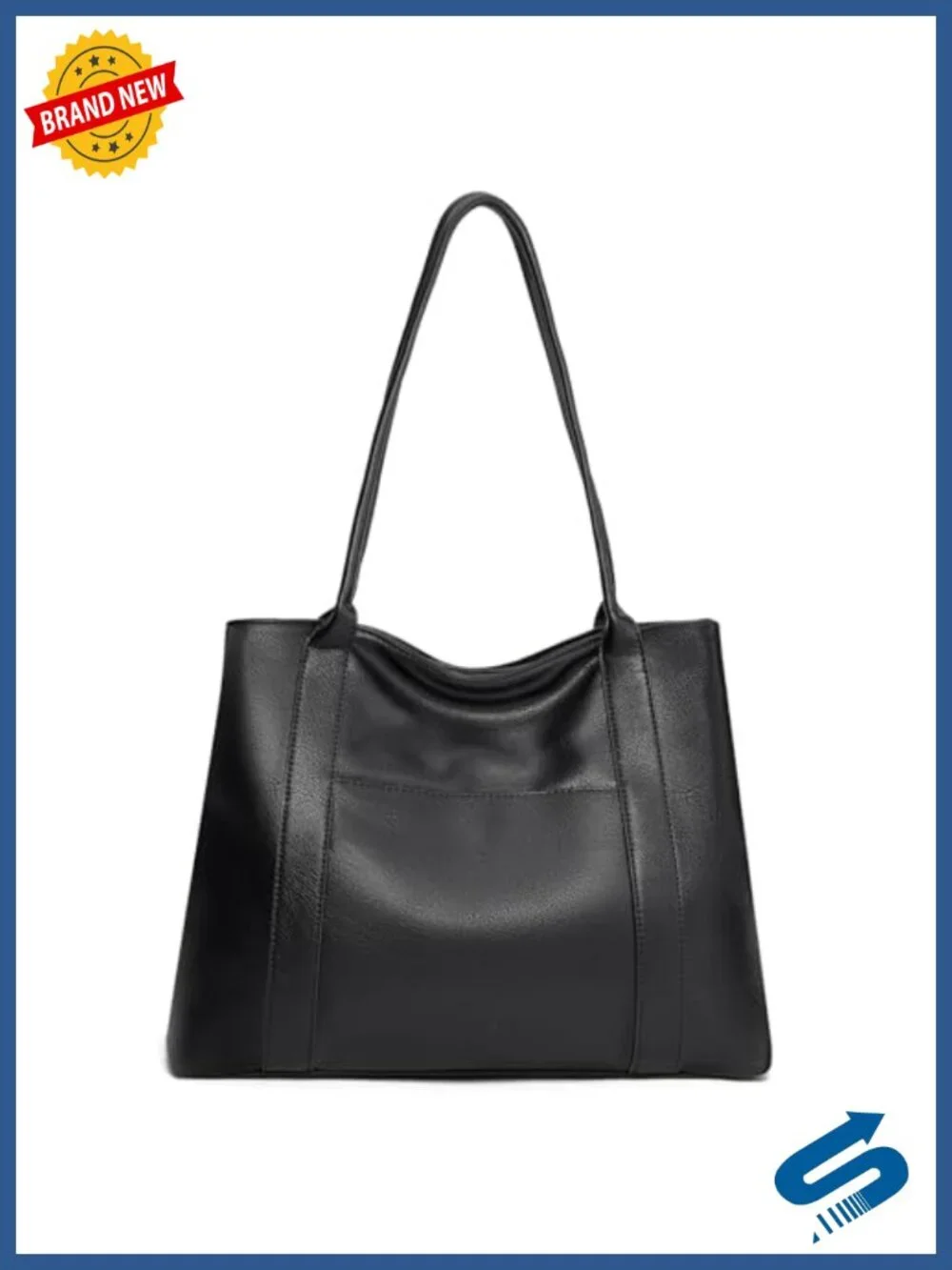 Large Work Tote Bag for Women Shoulder Bag Vegan Leather with 2 Compartments